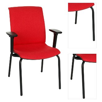 Konferenčná stolička s podrúčkami Libon 4L BT R1 - červená / čierna 3