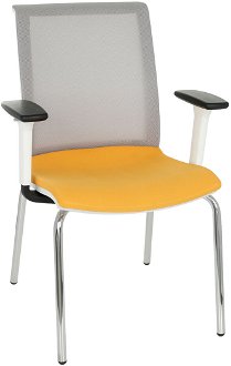 Konferenčná stolička s podrúčkami Libon 4L WS R1 - žltá / sivá / biela / chróm