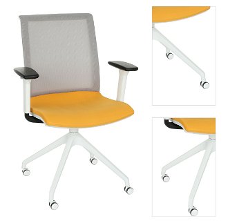Konferenčná stolička s podrúčkami Libon Cross Roll WS R1 - žltá / sivá / biela 3