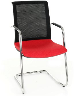 Konferenčná stolička s podrúčkami Libon V BS Arm - červená / čierna / chróm