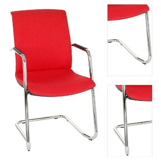 Konferenčná stolička s podrúčkami Libon V BT Arm - červená / čierna / chróm 3
