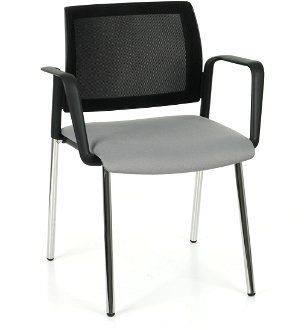 Konferenčná stolička s podrúčkami Steny Net Arm - sivá / čierna / chróm