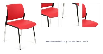 Konferenčná stolička Steny - červená / čierna / chróm 1