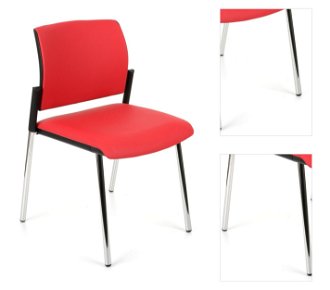 Konferenčná stolička Steny - červená / čierna / chróm 3
