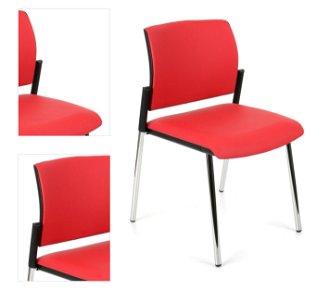 Konferenčná stolička Steny - červená / čierna / chróm 4