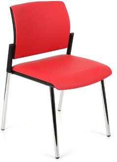 Konferenčná stolička Steny - červená / čierna / chróm 2