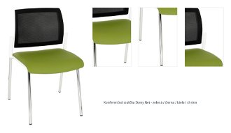 Konferenčná stolička Steny Net - zelená / čierna / biela / chróm 1