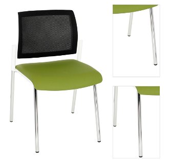 Konferenčná stolička Steny Net - zelená / čierna / biela / chróm 3