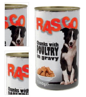 Konzerva Rasco Dog hydinove kusky v stave 1240g 4