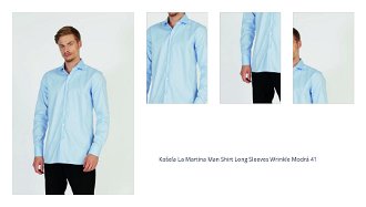 Košeľa La Martina Man Shirt Long Sleeves Wrinkle Modrá 41 1