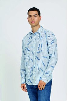 Košeľa La Martina Man Shirt L/S All Over Print C Modrá Xl