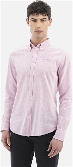 Košeľa La Martina Man Shirt L/S Cotton Linen Fialová L