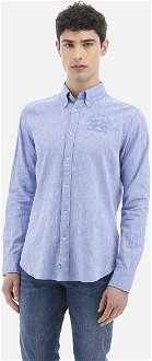 Košeľa La Martina Man Shirt L/S Cotton Linen Modrá L