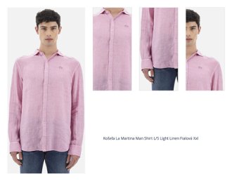 Košeľa La Martina Man Shirt L/S Light Linen Fialová Xxl 1
