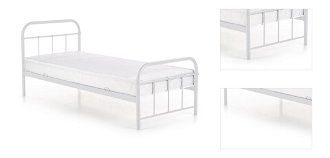 Kovová jednolôžková posteľ s roštom Linda 90 - biela 3