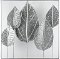 Kovová nástenná dekorácia v ráme Strieborné listy, 50x50 cm%