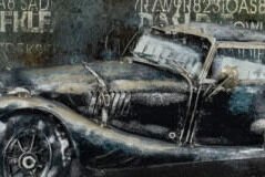 Kovový obraz na stenu Auto veterán 60x40 cm, vintage% 5
