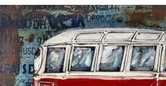 Kovový obraz na stenu Červený Volkswagen 80x40 cm, vintage% 6