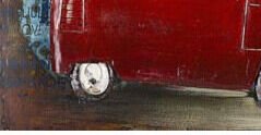 Kovový obraz na stenu Červený Volkswagen 80x40 cm, vintage% 8