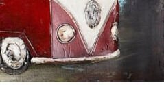 Kovový obraz na stenu Červený Volkswagen 80x40 cm, vintage% 9