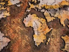 Kovový obraz na stenu Mapa sveta 80x60 cm, vintage% 5