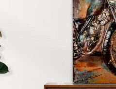 Kovový obraz na stenu Motorka veterán 60x80 cm, vintage% 5