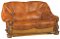 Kožená dvojsedačka Parys - drevo D3 / svetlohnedá (S45)