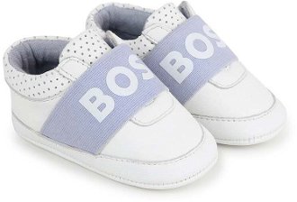 Kožené topánky pre bábätká BOSS biela farba