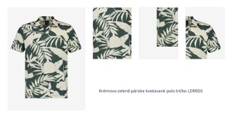 Krémovo-zelené pánske kvetované polo tričko LERROS 1