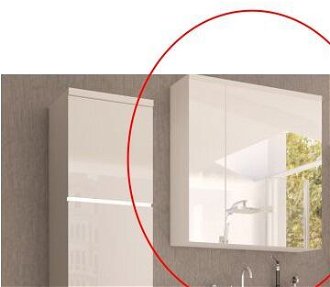 Kúpeľňová skrinka na stenu so zrkadlom Mason WH 14 - biela / biely vysoký lesk 6