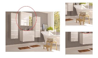 Kúpeľňová skrinka na stenu so zrkadlom Mason WH 14 - biela / biely vysoký lesk 3