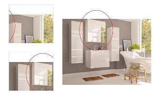 Kúpeľňová skrinka na stenu so zrkadlom Mason WH 14 - biela / biely vysoký lesk 4