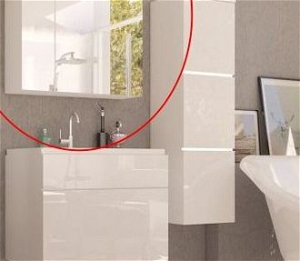 Kúpeľňová skrinka na stenu so zrkadlom Mason WH 14 - biela / biely vysoký lesk 5
