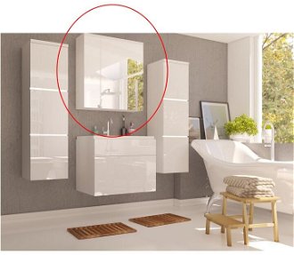 Kúpeľňová skrinka na stenu so zrkadlom Mason WH 14 - biela / biely vysoký lesk 2