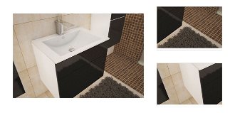 Kúpeľňová skrinka pod umývadlo Mason BL 13 - biela / čierny vysoký lesk 3