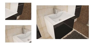 Kúpeľňová skrinka pod umývadlo Mason BL 13 - biela / čierny vysoký lesk 4