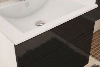 Kúpeľňová skrinka pod umývadlo Mason BL 13 - biela / čierny vysoký lesk 5