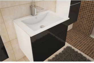 Kúpeľňová skrinka pod umývadlo Mason BL 13 - biela / čierny vysoký lesk 2