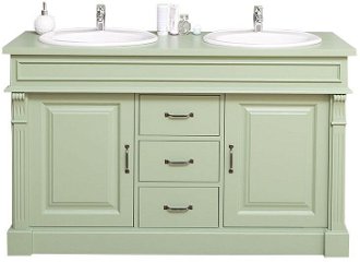 Kúpeľňová skrinka pre 2 umývadlá ava 4001 - zelená