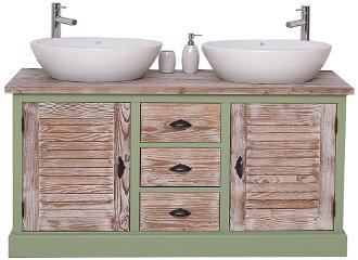 Kúpeľňová skrinka pre 2 umývadlá damiano 665 - zelená/hnedá