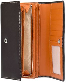 Lagen Dámska peňaženka kožená 11230 Tmavo hnedá/Oranžová