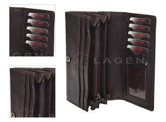 Lagen Dámska peňaženka kožená W2025/T Tmavo hnedá 4