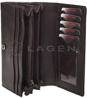 Lagen Dámska peňaženka kožená W2025/T Tmavo hnedá 2