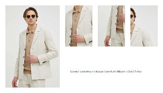 Ľanové sako Bruuns Bazaar Lino Karlo blazer béžová farba 1