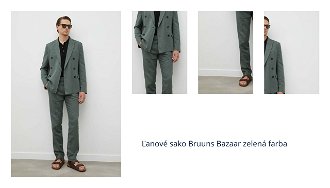 Ľanové sako Bruuns Bazaar zelená farba 1