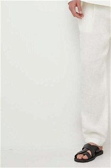 Ľanový odev Emporio Armani biela farba, jednofarebná 8