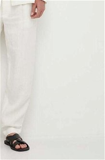 Ľanový odev Emporio Armani biela farba, jednofarebná 9