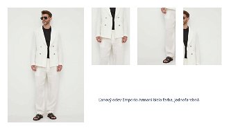 Ľanový odev Emporio Armani biela farba, jednofarebná 1