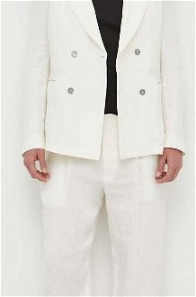 Ľanový odev Emporio Armani biela farba, jednofarebná 5