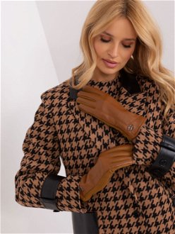 Light brown smooth gloves with eco-leather